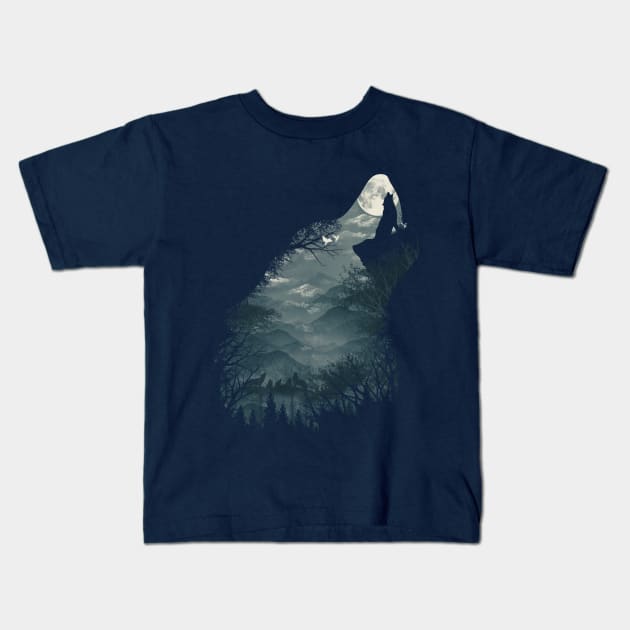 Hungry Wolf Kids T-Shirt by DANDINGEROZZ